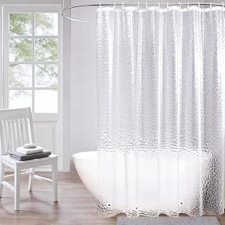 AooHome Duschvorhang Transparent, 180x180cm mit 5 Magnete unten, Waserdicht Eva Duschvorhänge 3D Muster mit 12 Duschvorhangringe, Anti-schimmel für Badewanne Bad Vorhang