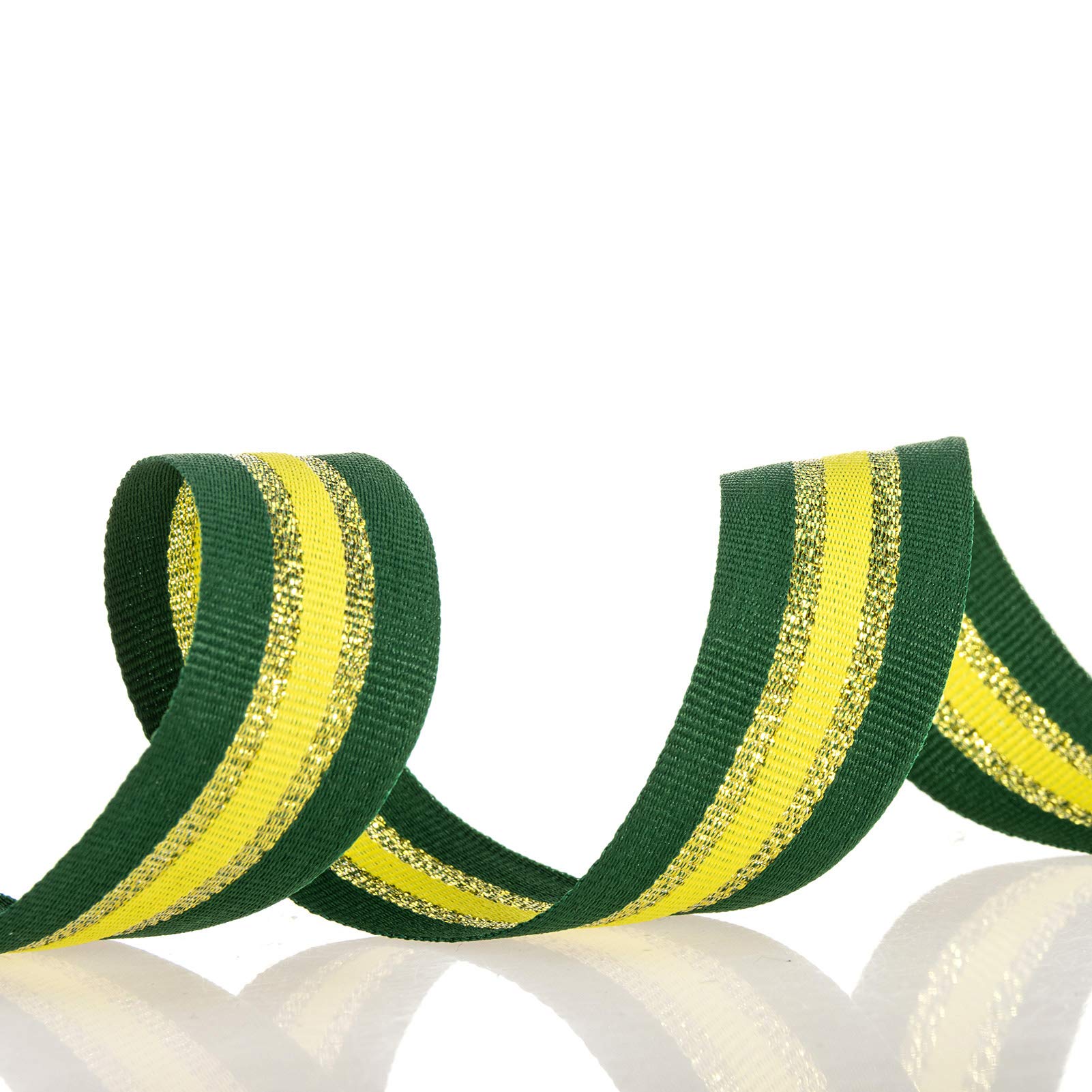 ATRBB 24 Yards 1 Inch Green/Gold/Yellow Stripe Grosgrain Ribbon Double Face Polyester Colorful Ribbon for Crafts DIY Gift Package Wrapping