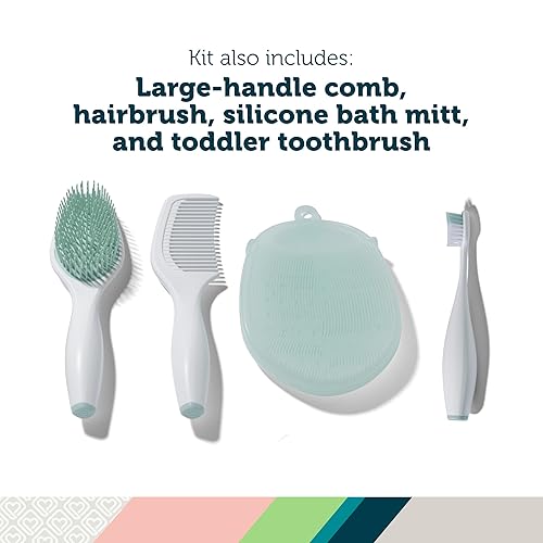 Miniatura 4 de Safet - Kit de primer día de spa para bebé, lima de uñas eléctrica, guante de baño suave, cepillo de dientes para niños, cepillo de pelo y peine,