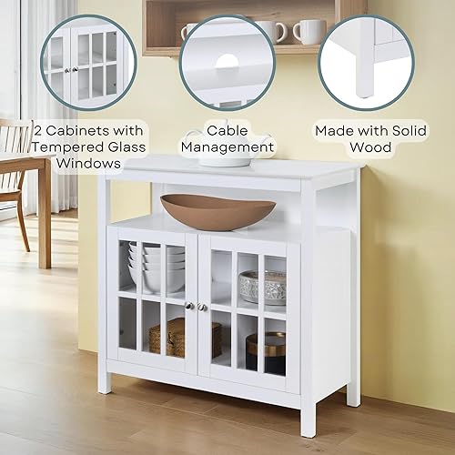 Miniatura 6 de Convenience Concepts Big Sur Highboy - Soporte para TV con armarios de almacenamiento y estantes en acabado blanco