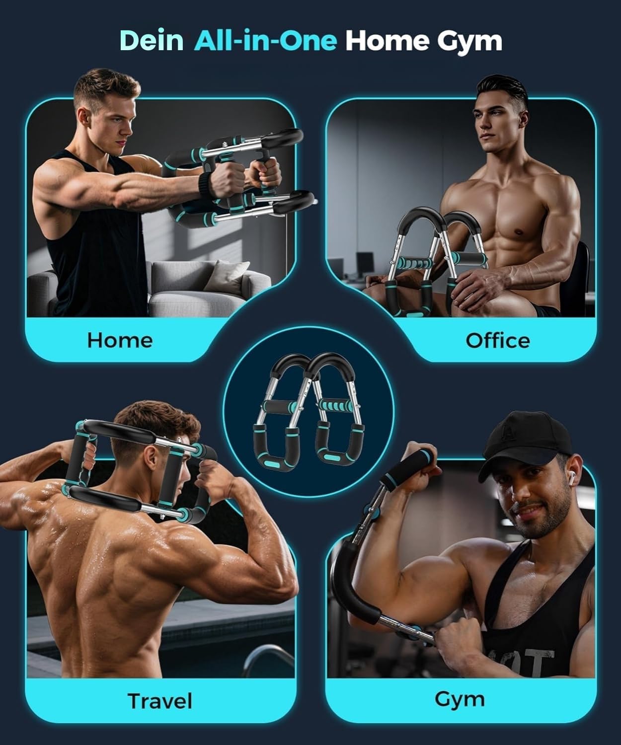 Twister Armtrainer, Einstellbare 5 Widerstandsstufen (18.1-59.0 kg) Brust & Arm Workout Ausrüstung für Männer & Frauen, Ergonomischer Home Gym Krafttrainer mit Anti-Rutsch-Griffen, Blau