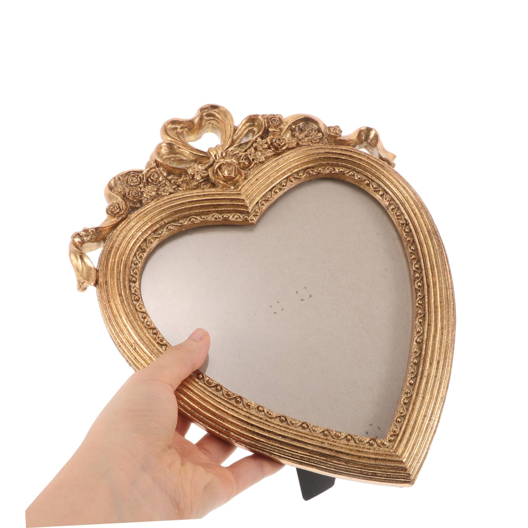 Antikes Herz-fotorahmen Resin mit Relief und Schleife Vintage Bilderrahmen Wand Tischdeko für Hochzeit Jubiläum Liebesbilderrahmen