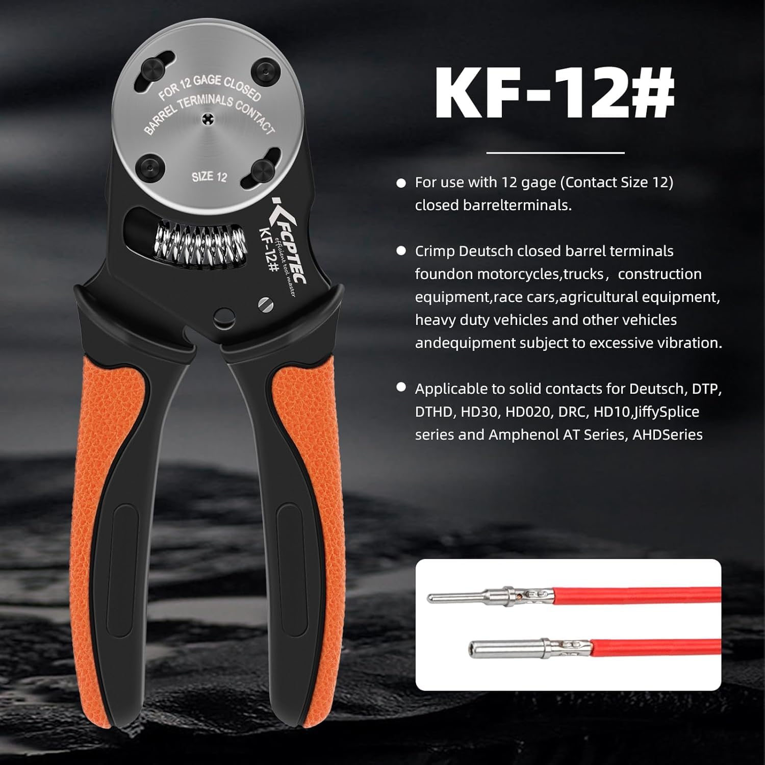 KF CPTEC Deutsch Crimper, Utensile di rientro a 4 vie, crimpatrice a cilindro chiuso a 8 impressioni per connettori Deutsch serie DT e contatti Deutsch, calibro 12