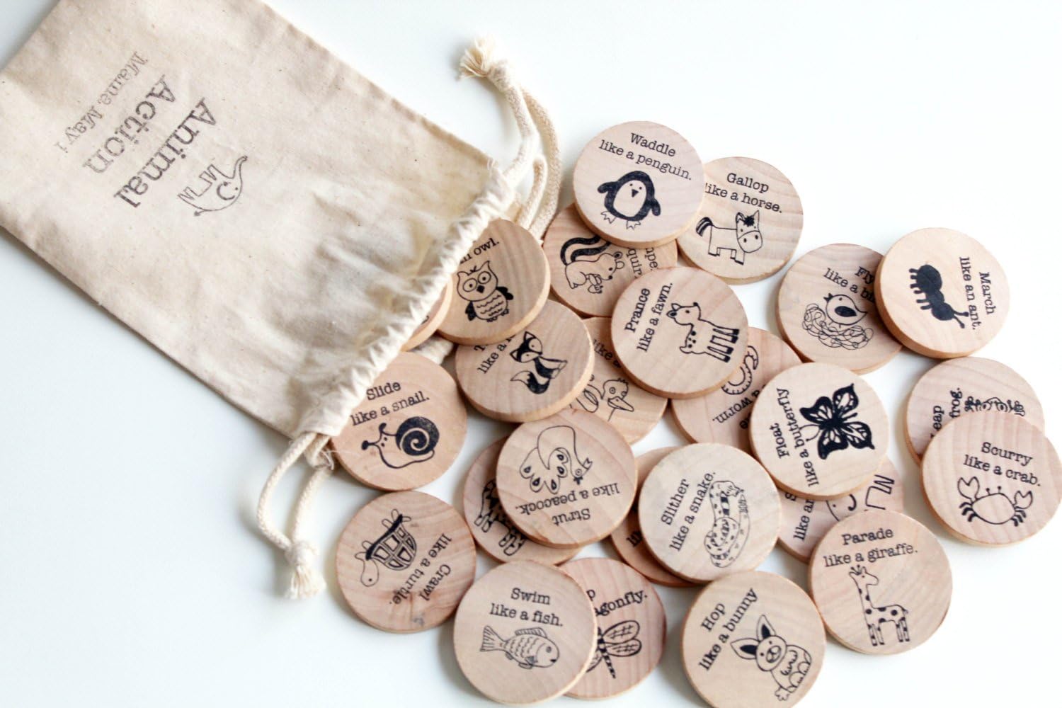 Animal Action Wooden Charades Game