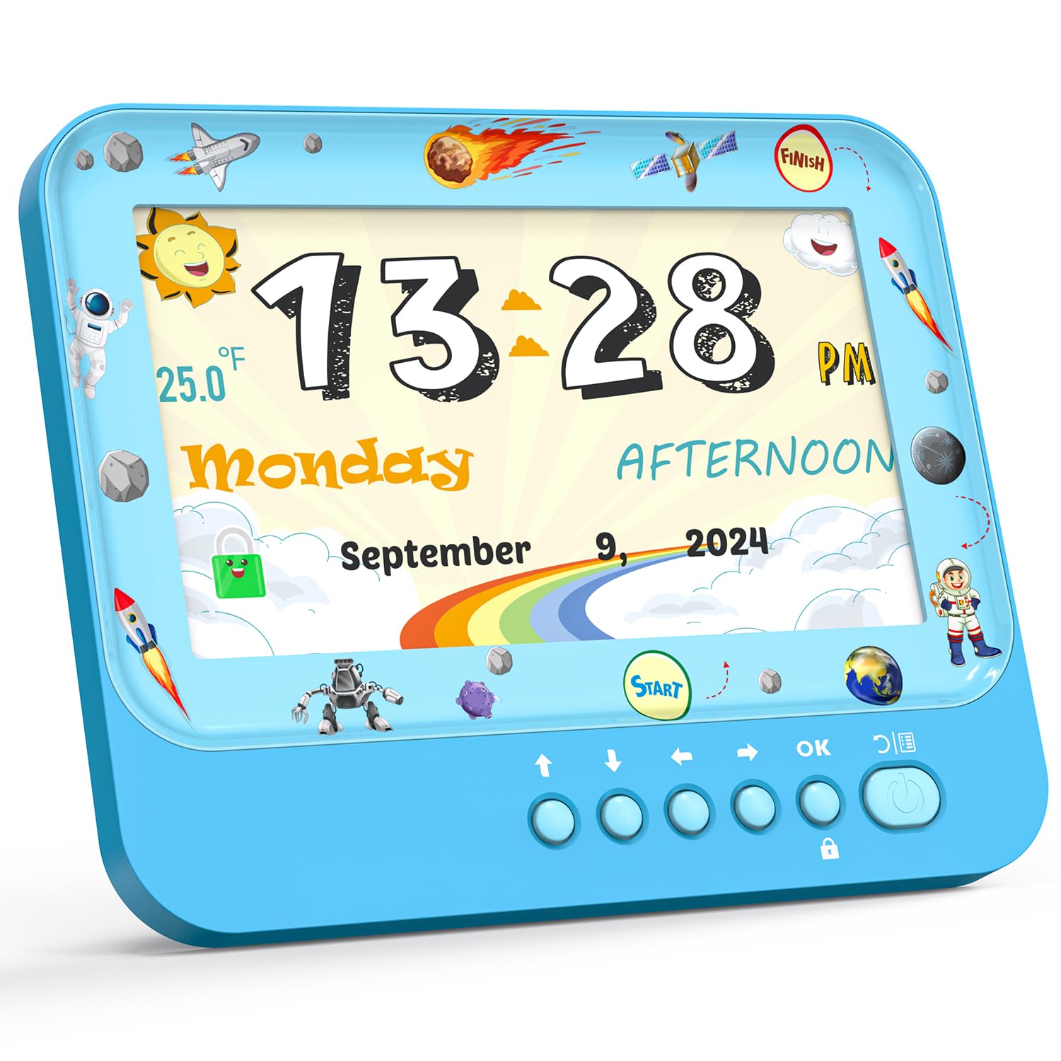 Lemnoi 7 inch Kids Alarm Clock Sleep Training Clock Digital Clock with Stopwatch and Timer 19 Labels 15