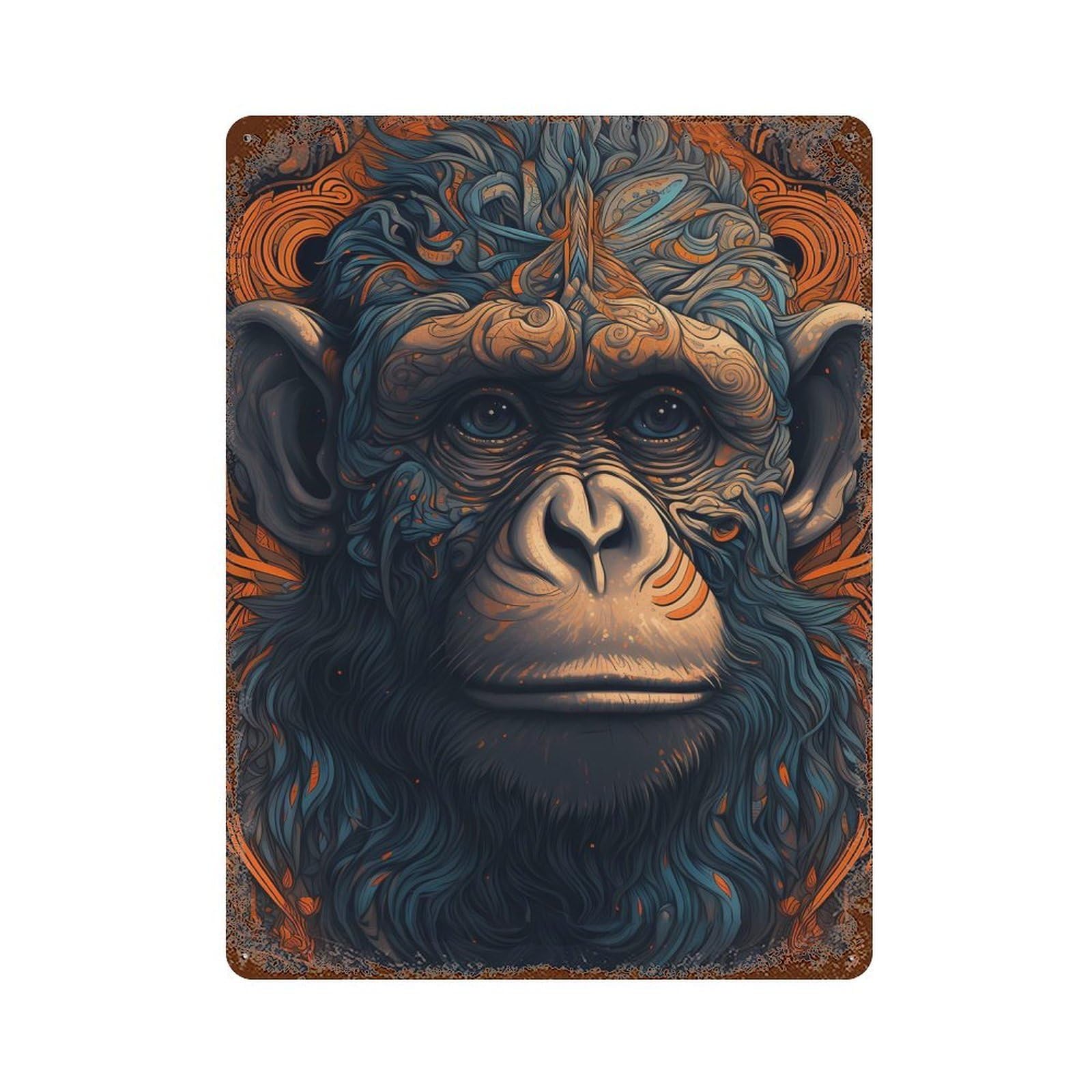 Garage Style Chimpanzee Precious Rustic Tin Plaque 15.7"x11.8", Classic Wall Plaque for Bar And Workshop