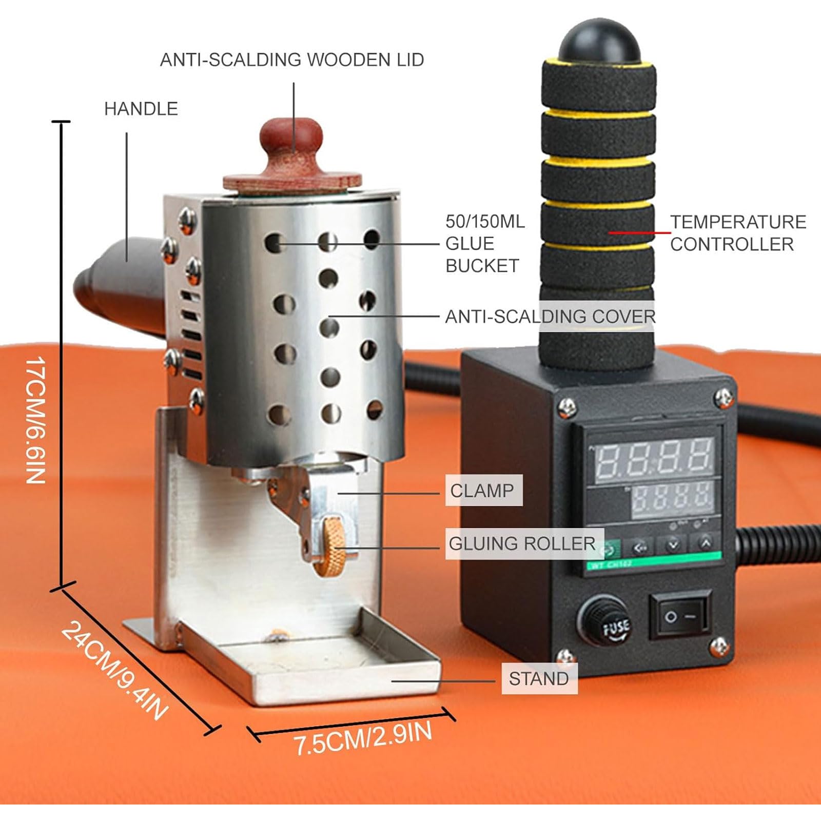 Kommerzieller Schmelzkleberspender, 200 W einstellbare Temperatur 50-220 ℃ mit mehreren Beschichtungsköpfen, ideal für Industrieverpackung und Logistik