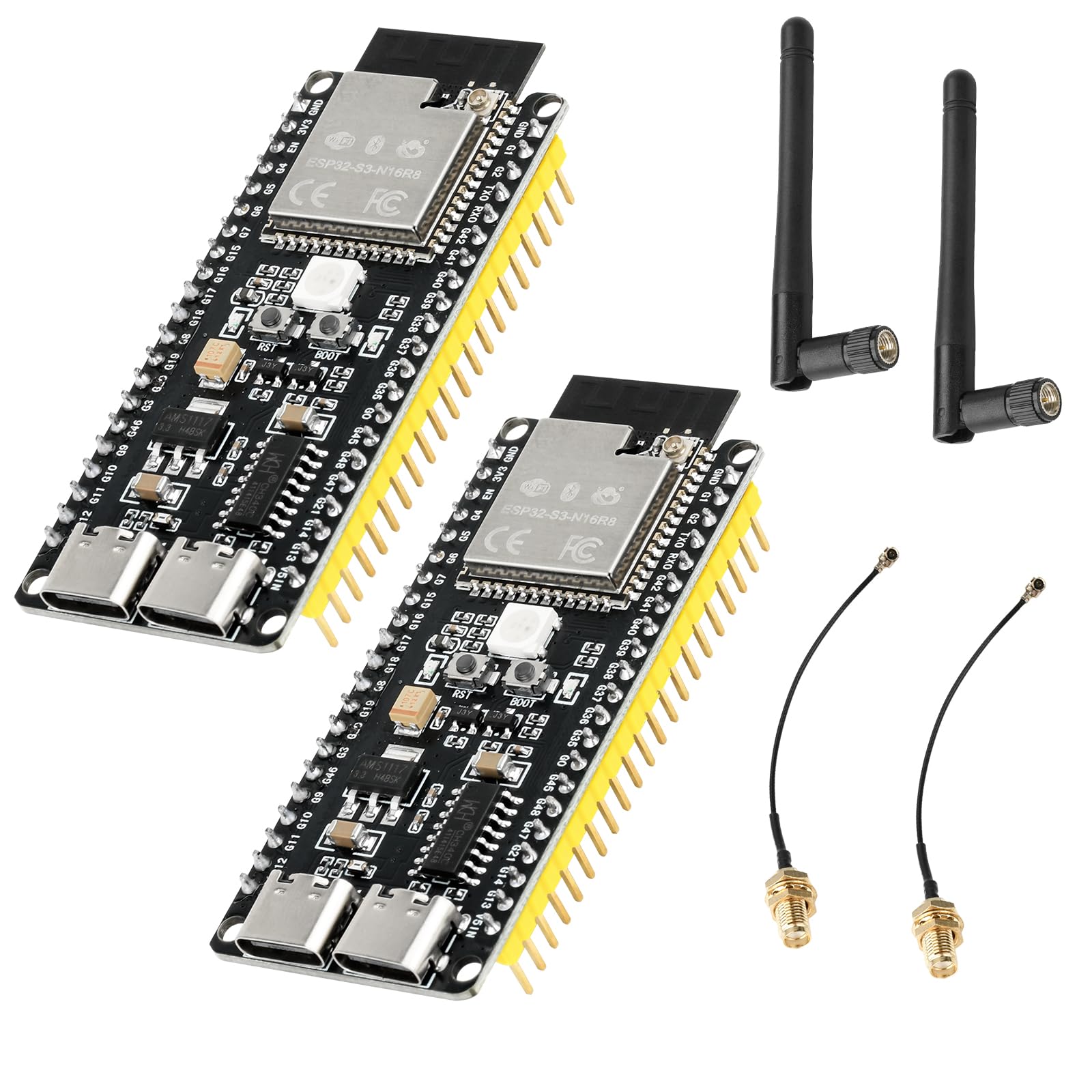 diymore voor ESP32-S3 DevKitC-1 N16R8 module, expansie- en ontwikkelingsoptie met WiFi, Bluetooth 5.0, USB-C aansluitbare antenne