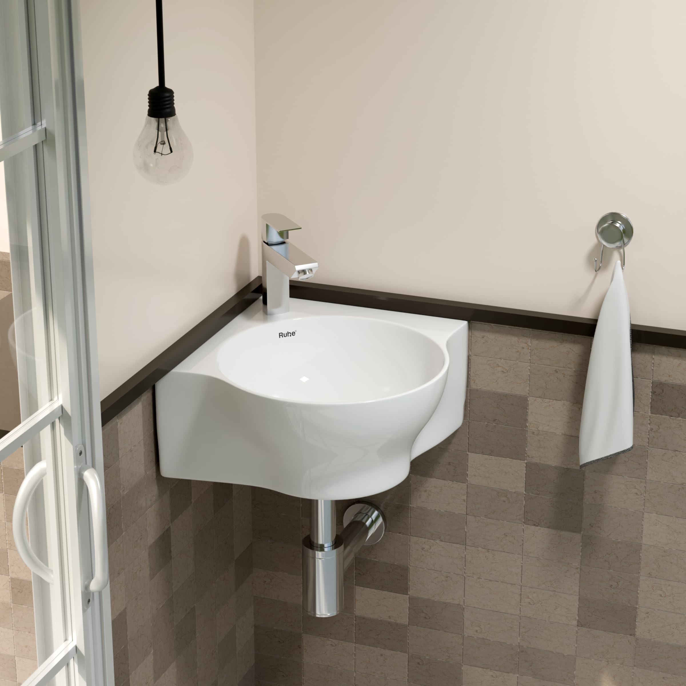 Ruhe Aries Wall Hung Ceramic Sink - Modern Bathroom -10 Ruhe Aries Wall Hung Ceramic Sink - Modern Bathroom -10