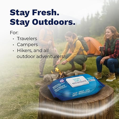 Vista 13 de Handybath Toallitas perfumadas para adultos, toallitas de limpieza extra grandes con aloe vera y manzanilla, 64 toallitas - Cuidado de personas