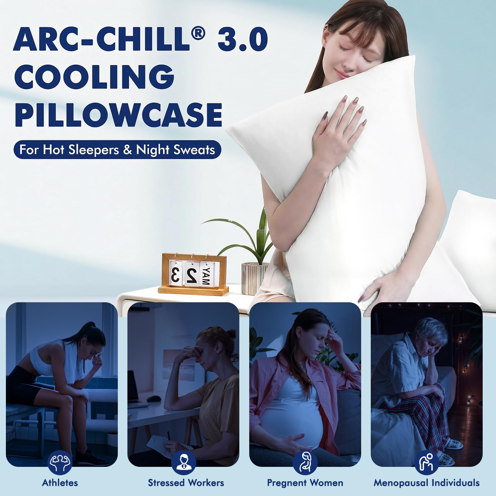 Elegear Silver Infused Cooling Pillow Cases for Hot Sleeper, Standard 2Pack