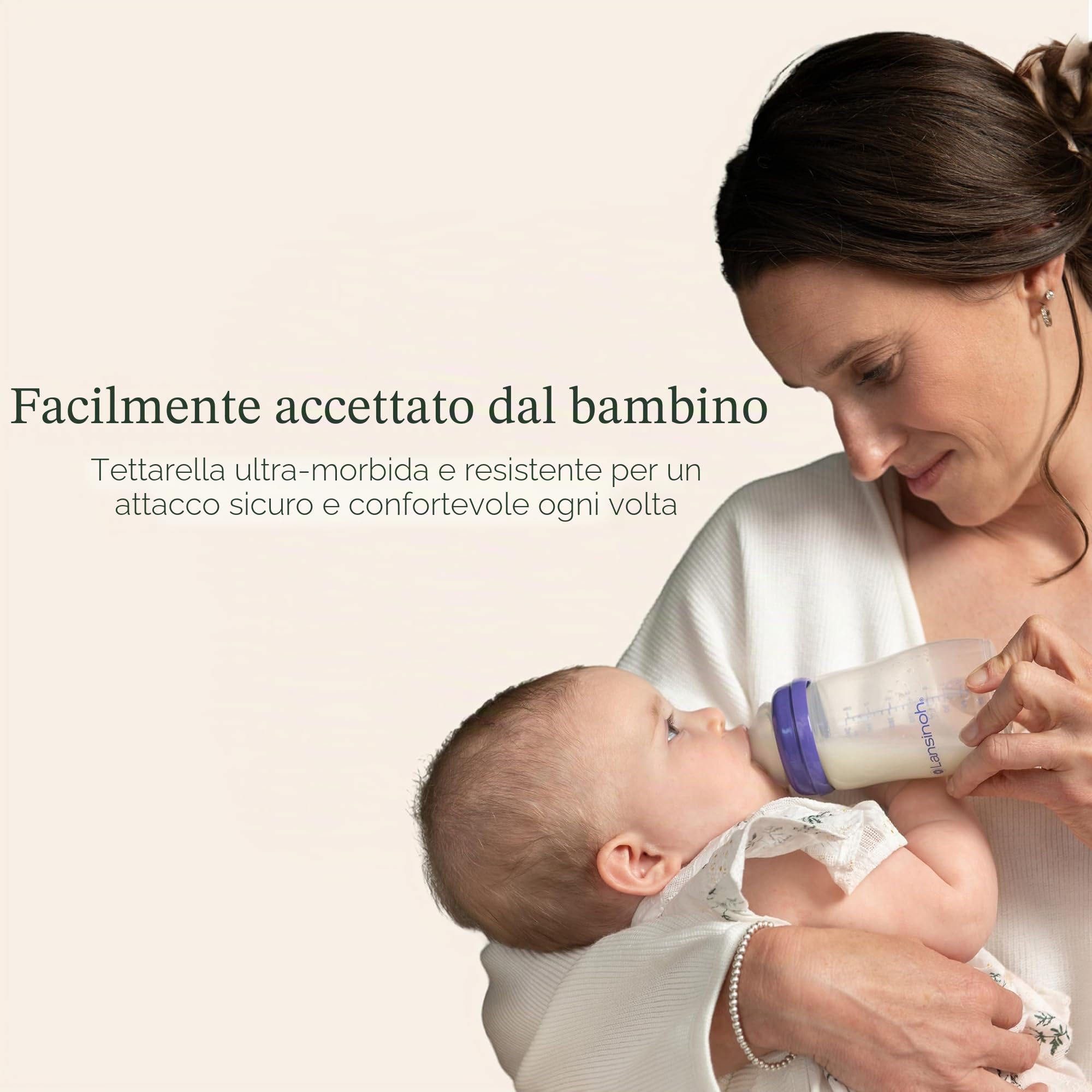 Lansinoh 4 bottiglie anti-coliche per l'allattamento al seno, 237 ml, 4 pezzi, inclusi 4 capezzoli a flusso medio, taglia M