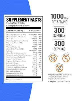 Multivitamin for Men Softgels - Daily Multivitamin Supplement, Multimineral for Men with Fish Oil - Gluten Free, 1 Softgel per Serving (1000mg), 300 Count (Pack of 1)