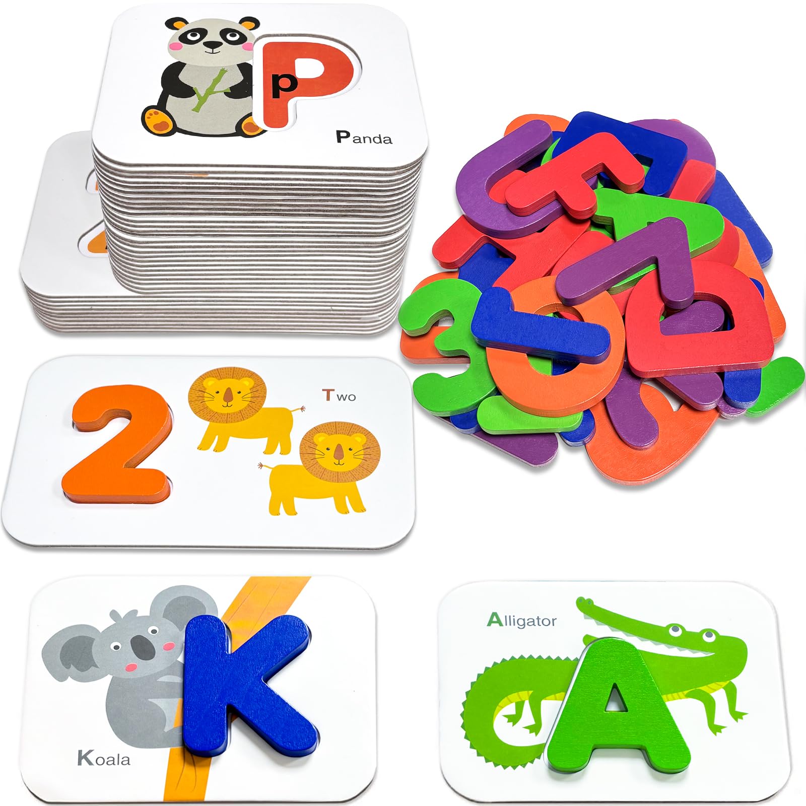 Sponsored Ad - Gojmzo Alphabet Flash Cards, ABC Learning Toys for Kids 3-5, Wooden Letters Number Blocks Sight Words Matching Game, Toddler Preschool Learning Activities, Montessori Educational Toys for 3+ Year Old