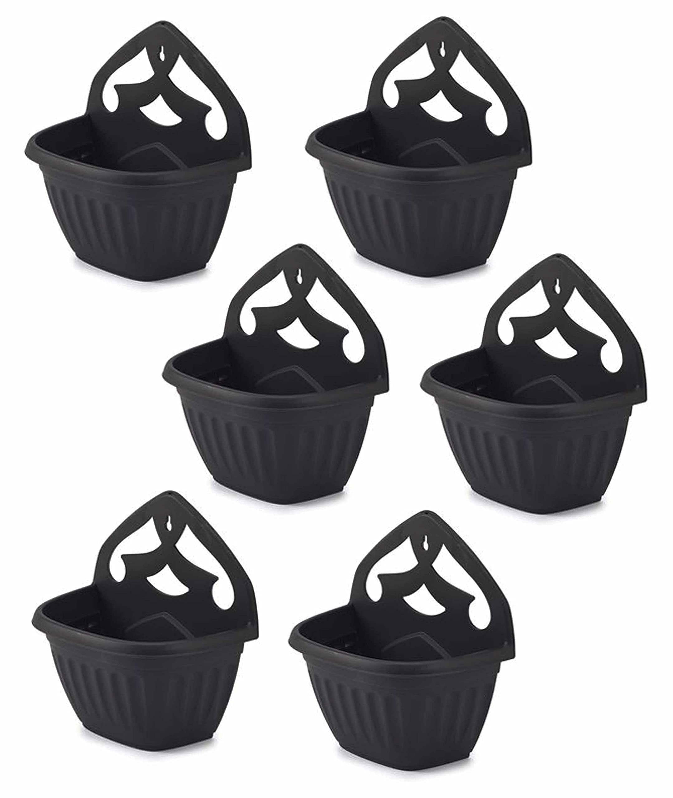 Homion Black Athens Wall Flower Planter Garden Plant Wall Mount Basket 32Cm (, 6)