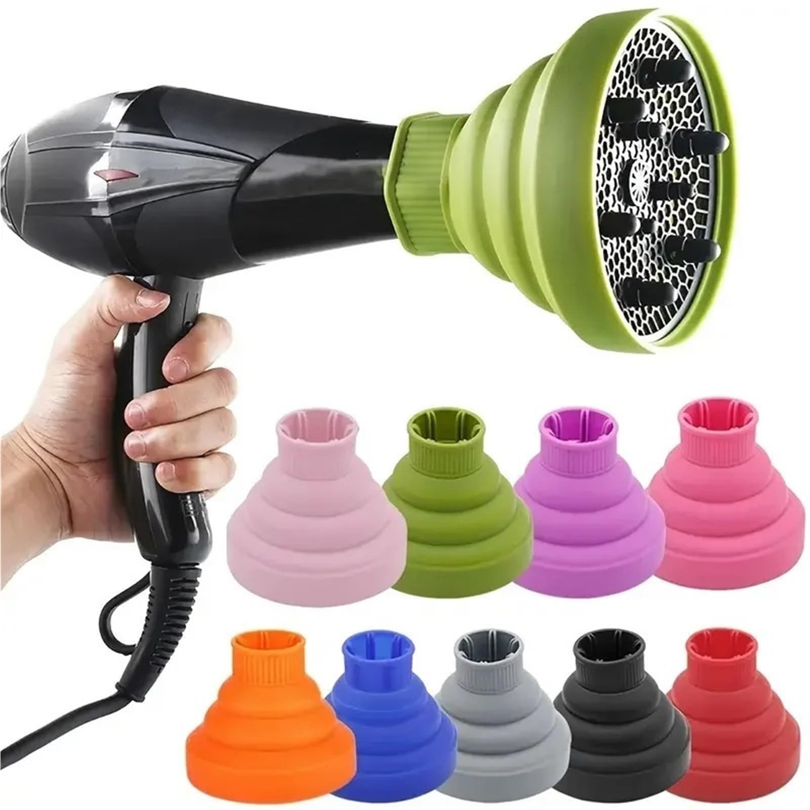 Difusor Universal For Secador De Pelo, De Silicona, Color Negro Y Rosa, Con Temperatura Ajustable Y Resistente.(Purple 1pcs)