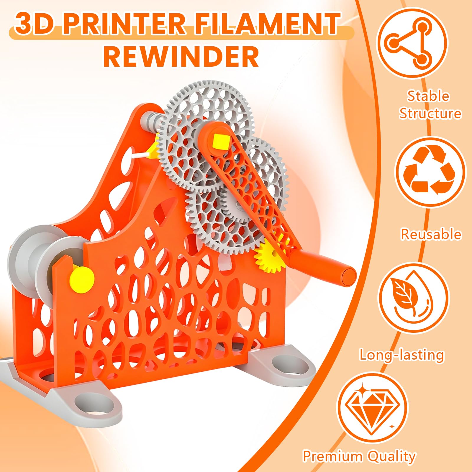 Bobinadora De Filamentos 3d, MáQuina Para Bobinar Y Rebobinar Filamentos Para Preparar Y Bobinar Hilos De Coser Y Alambres De Soldadura (Versión con manivela)