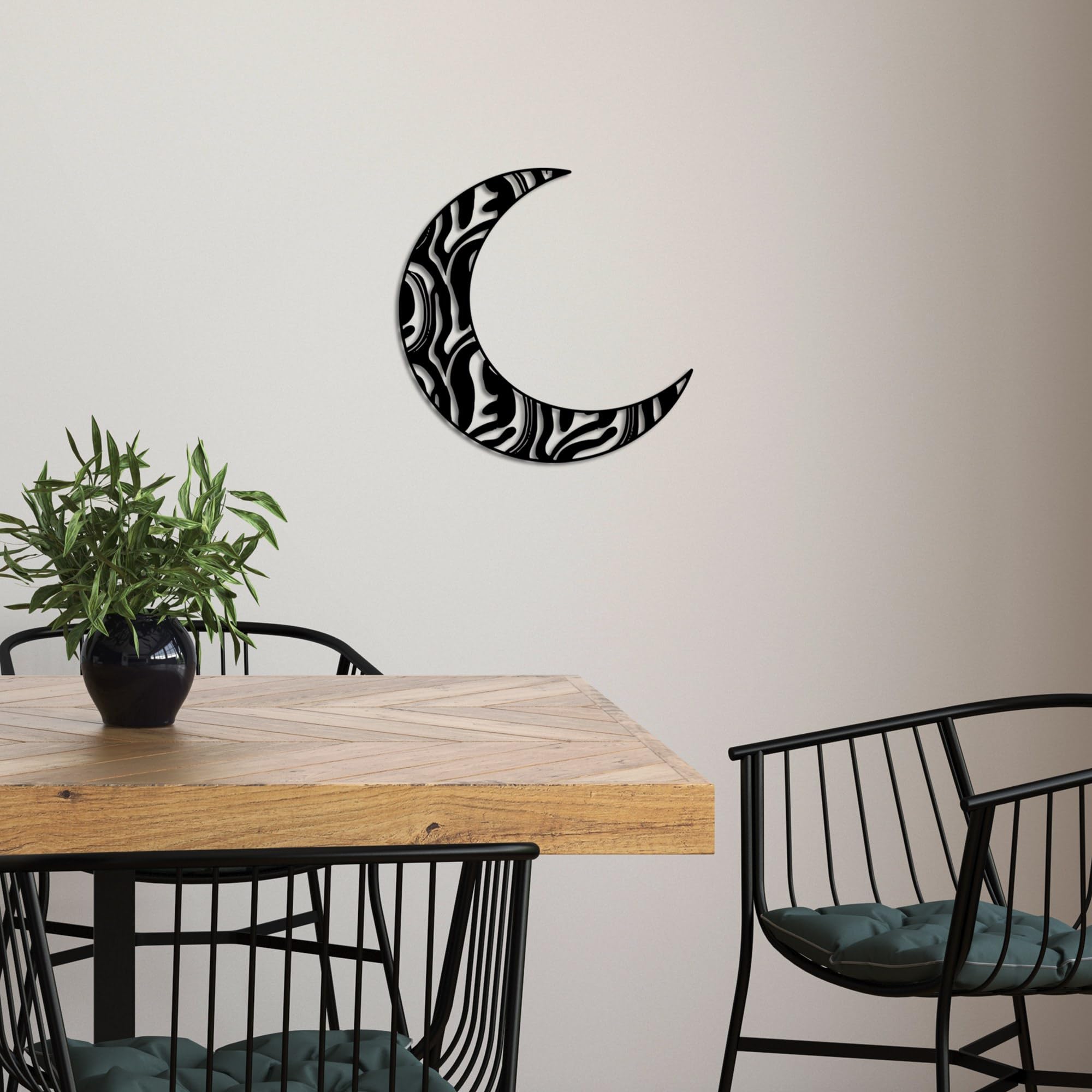 Stylish Black Decorative Metal Wall Accessory, 49 x 49 cm, 100% Metal, 1.5 mm Thick, Easy Wall Mounting, Perfect for Modern Home Decor