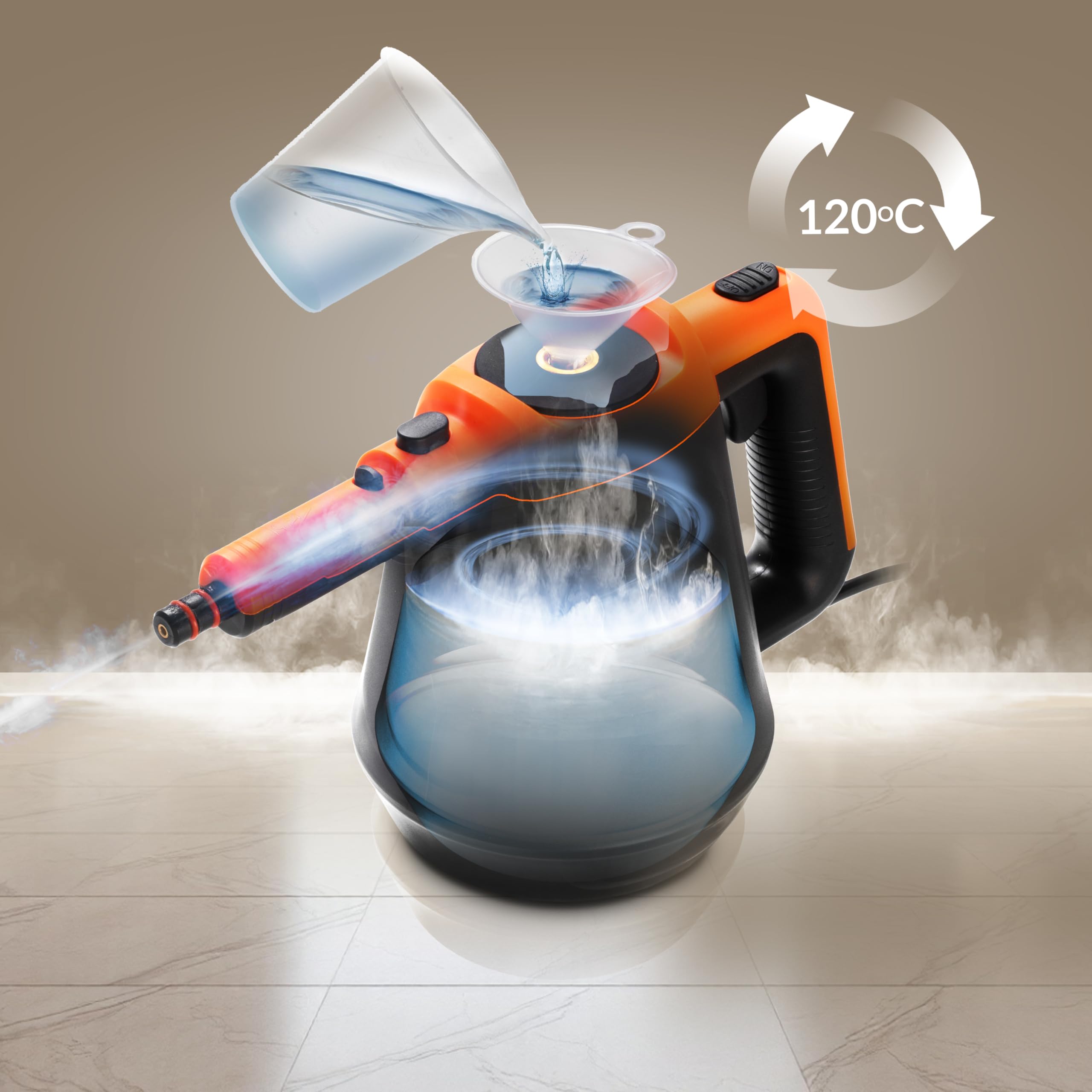 Adler Handdampfreiniger Set | Dampfreiniger + 13 Aufsätze, 3,5 Bar Druck & 120°C Heißdampf | Dampfente für Fugen & Dampfbesen für Böden | Löst Fett & Schmutz | Ideal für Fugen, Polster & Fenster