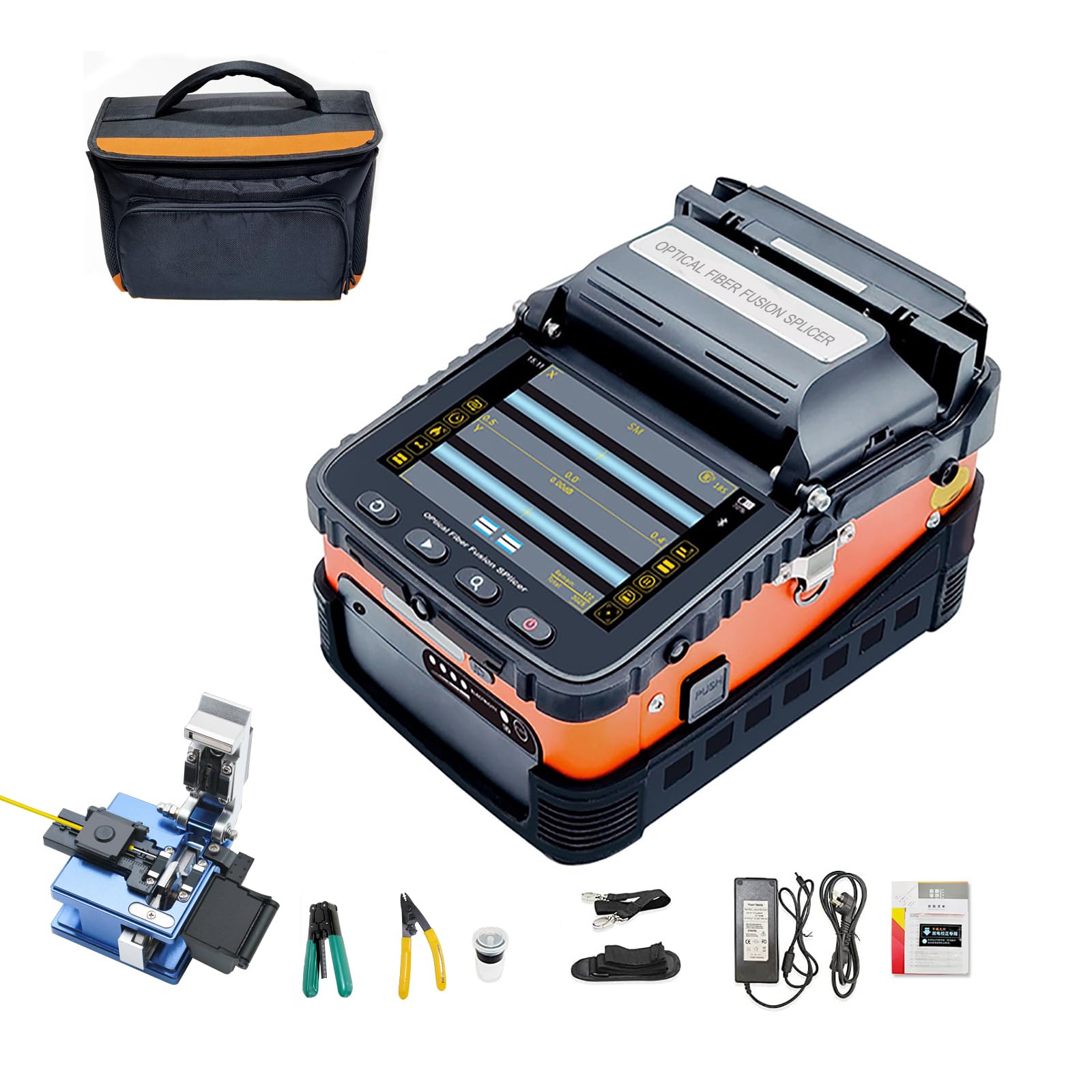 Fusion Splicer AI-5A Fiber Optical Fusion Splicer, Core Alignment Fiber Splicer Machine with 5200mAh Large Battery Capacity for SM&MM