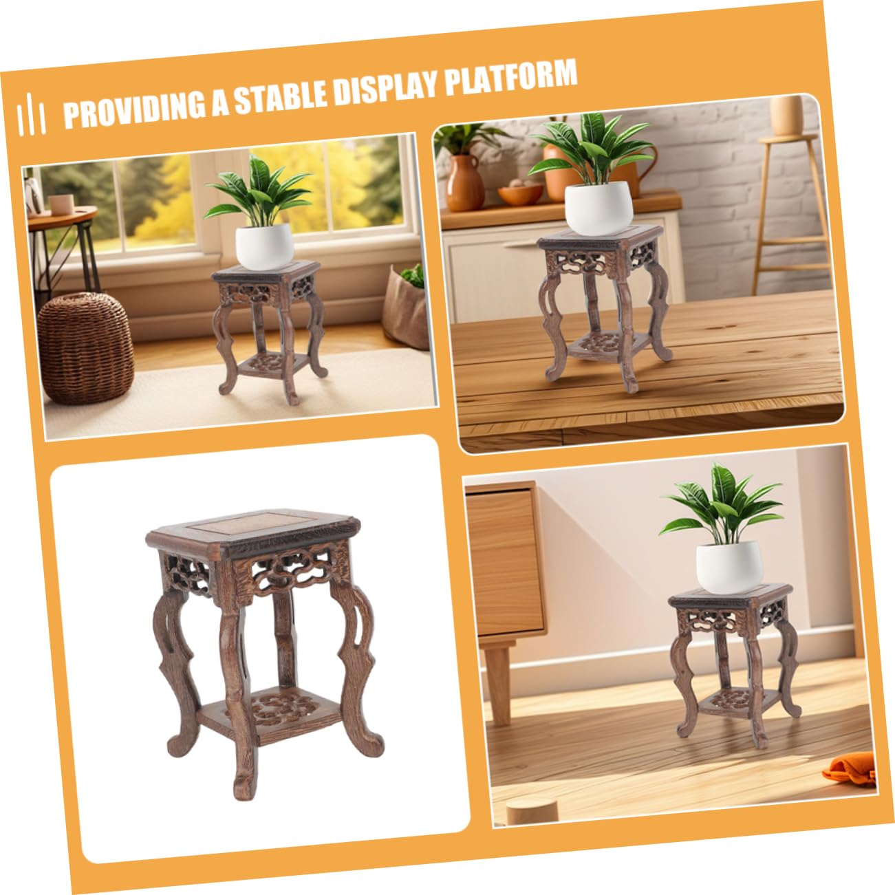 Alipis Base Espositiva in Legno Per Mini E Pietre Intagliate Supporto Stabile Per Bonsai E Ornamenti Da Interno Porta Piante E Micro Paesaggi 5.1X3.5X3.5 Pollici