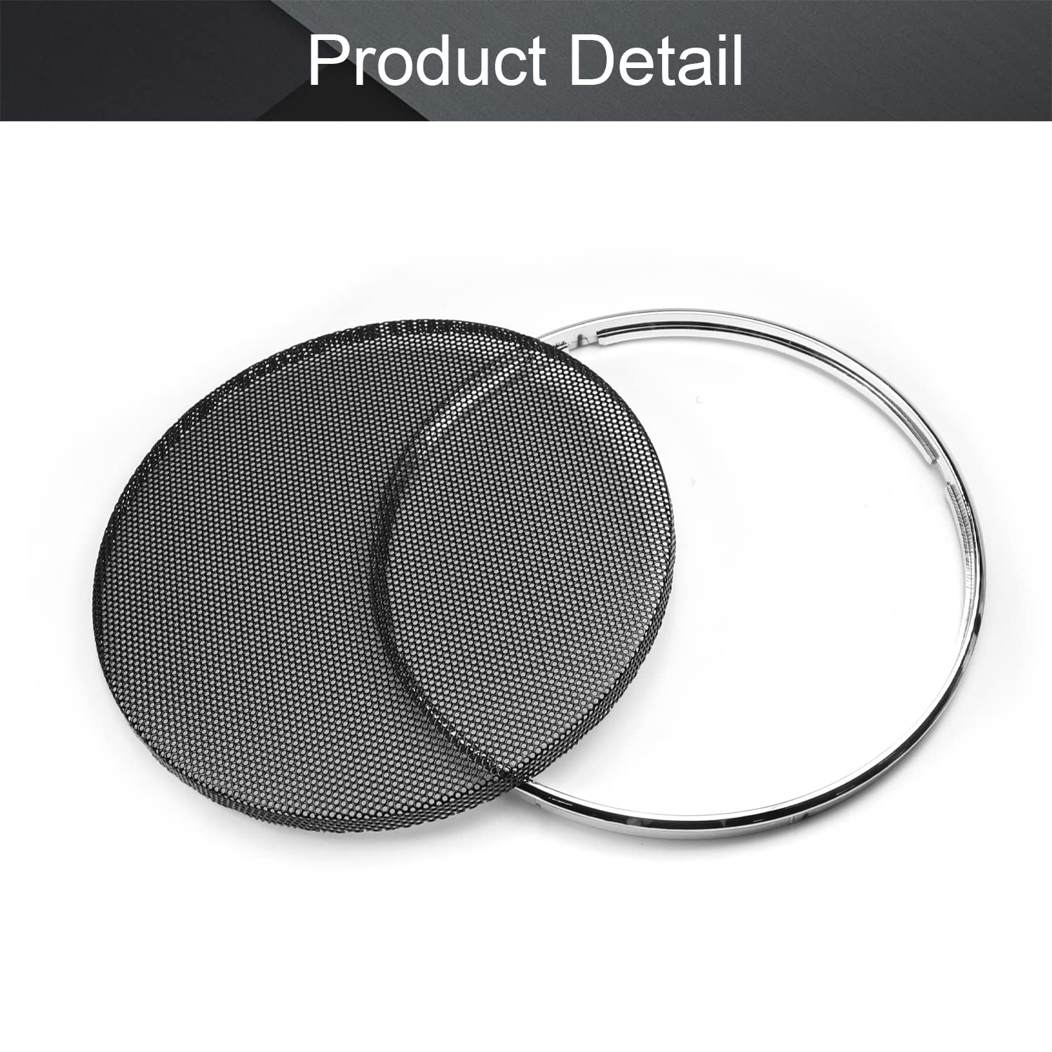2-Pack Square Metal Mesh Speaker Grill Cover - 210x160mm, Decorative Circle Pattern, Black - Universal Fit