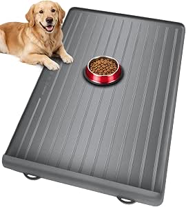 Dog Mat for Food and Water - 39.4 x 27 inches Large Waterproof Pet Feeding Mat with Residue Collection Pocket and High Edges