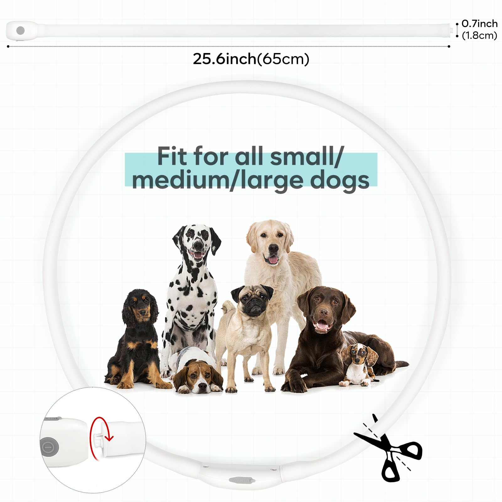 HIGO Collier lumineux LED RVB pour chien, rechargeable par USB, collier de sécurité à LED pour promener la nuit (multicolore)