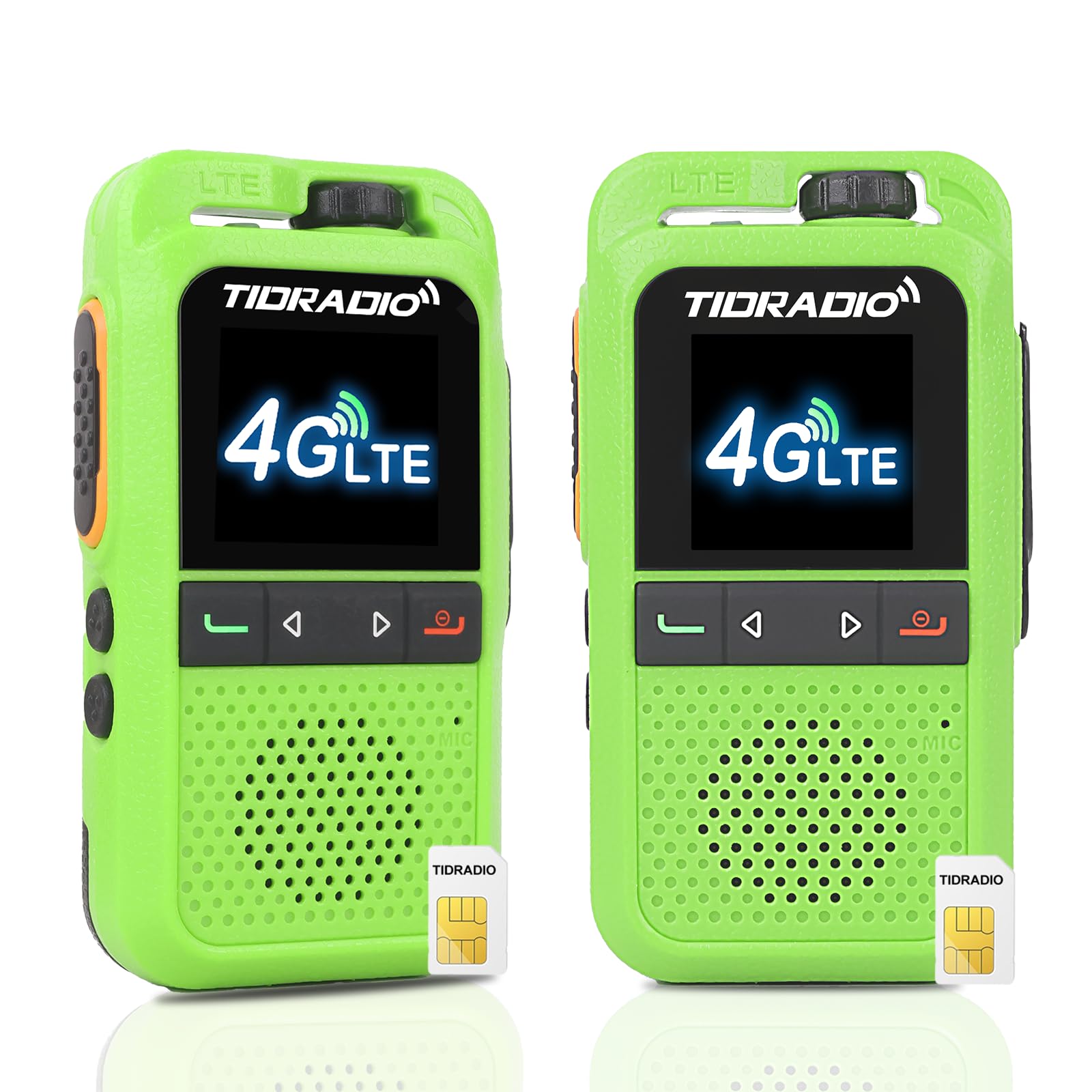 TIDRADIO TD-G100 Rapid Unlimited Range 4G LTE PoC Radio,Long Range Walkie Talkies with SIM Cards,Nationwide 6000 Miles+Two Way Radios,Global PTT for Family, Logistics,Construction site,Green-2 Pack