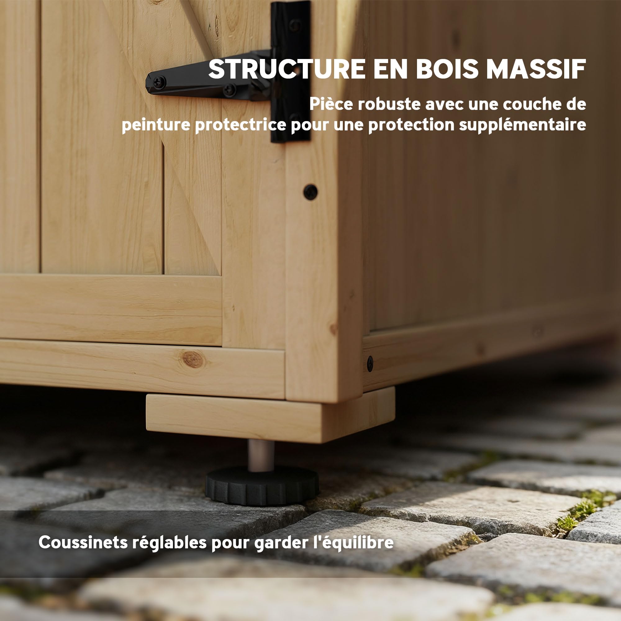Outsunny Armoire de Rangement pour Le Jardin 77,5L x 88l x 83/90H cm | Bois Sapin, Double Porte, Étagère Réglable, Toit Bitumé Étanche
