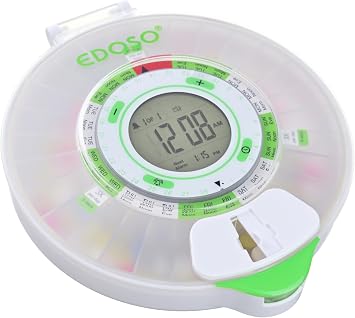 Smart Automatic Pill Dispenser with Alarm | Model 2021 | 9 Alarms per Day | Large Display and Buttons | English Rings | 2 Secure Locks | High Medication Capacity Matte