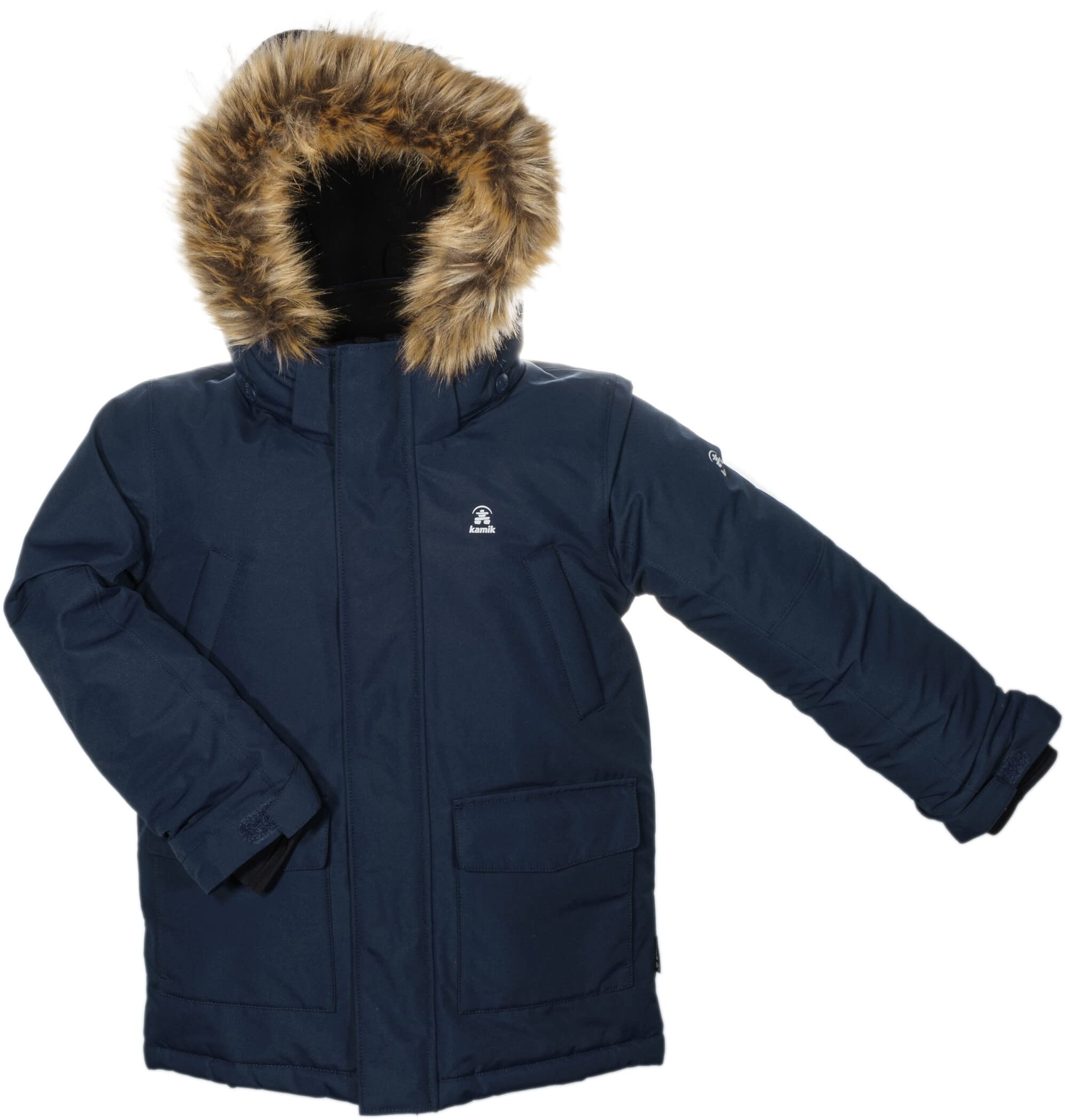 Kamik Aden Parka mit Pelzkragen Mädchen blau