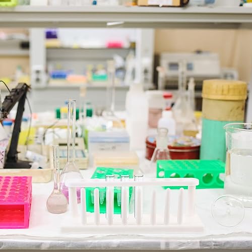 Miniatura 6 de VILLCASE Paquete de 3 soportes para tubo de prueba y estante de secado, 8 pines y 8 pozos para tubo de ensayo, organizador de almacenamiento de