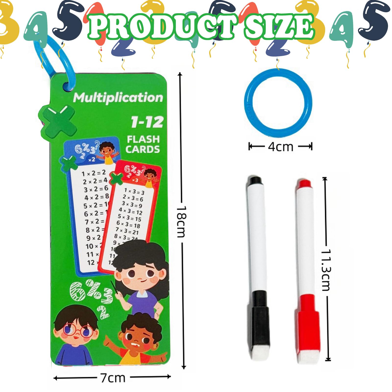 Coffret 15 Cartes Multiplication 1x1 – Table De Multiplication Avec Marqueurs Effaçables – Jeu Éducatif Dès 5 Ans
