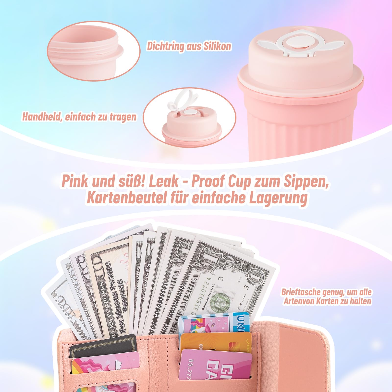 Handtasche Mädchen Set mit Spiel-Make-up – Kreatives Rollenspielspielzeug, Mädchen im Alter von 3 bis 6 Jahren, Mit Tasche, Zubehör und Schminkset