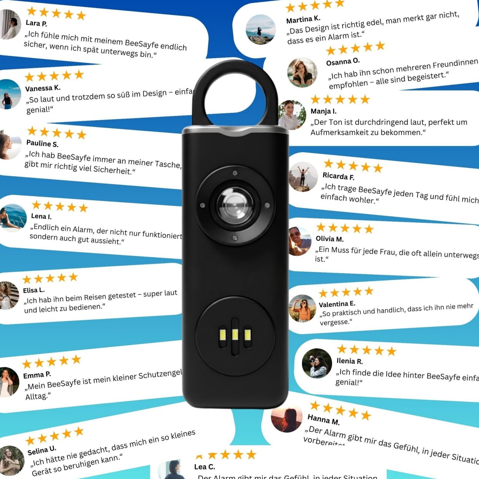beesayfe 2.0 Taschenalarm，Tragbares Selbstverteidigungsgerät mit einem 130-Dezibel-Alarm und LED-Licht, geeignet für Kinder, ältere Menschen und Nachtschichtarbeiter