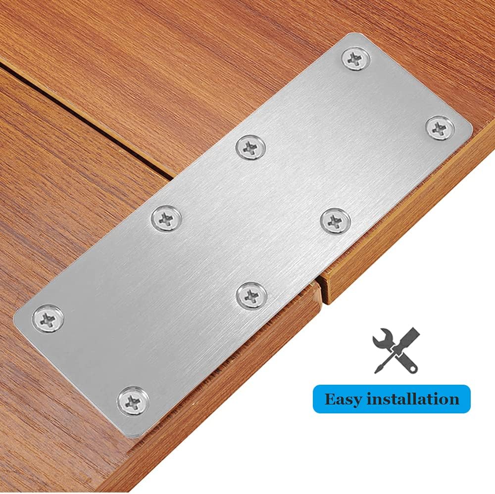 4 Pcs Flat Mending Plate Stainless Steel Flat Bracket 140mm x 50mm Metal Straight Brace Repair Joining Fixing Bracket for Wood, with Screws