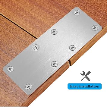 8 Pcs Flat Mending Plate Stainless Steel Flat Bracket 5.5 x 1.97 inch Metal Straight Bracket Repair Joining Brace for Wood, with Screws