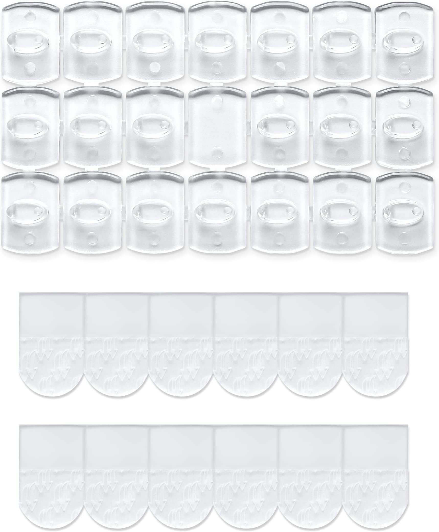 100 Mini Clear Light Clips with 120 Adhesive Strips, Damage-Free Indoor Mini Wall Hooks for Hanging, Removable Clips for Christmas Decoration