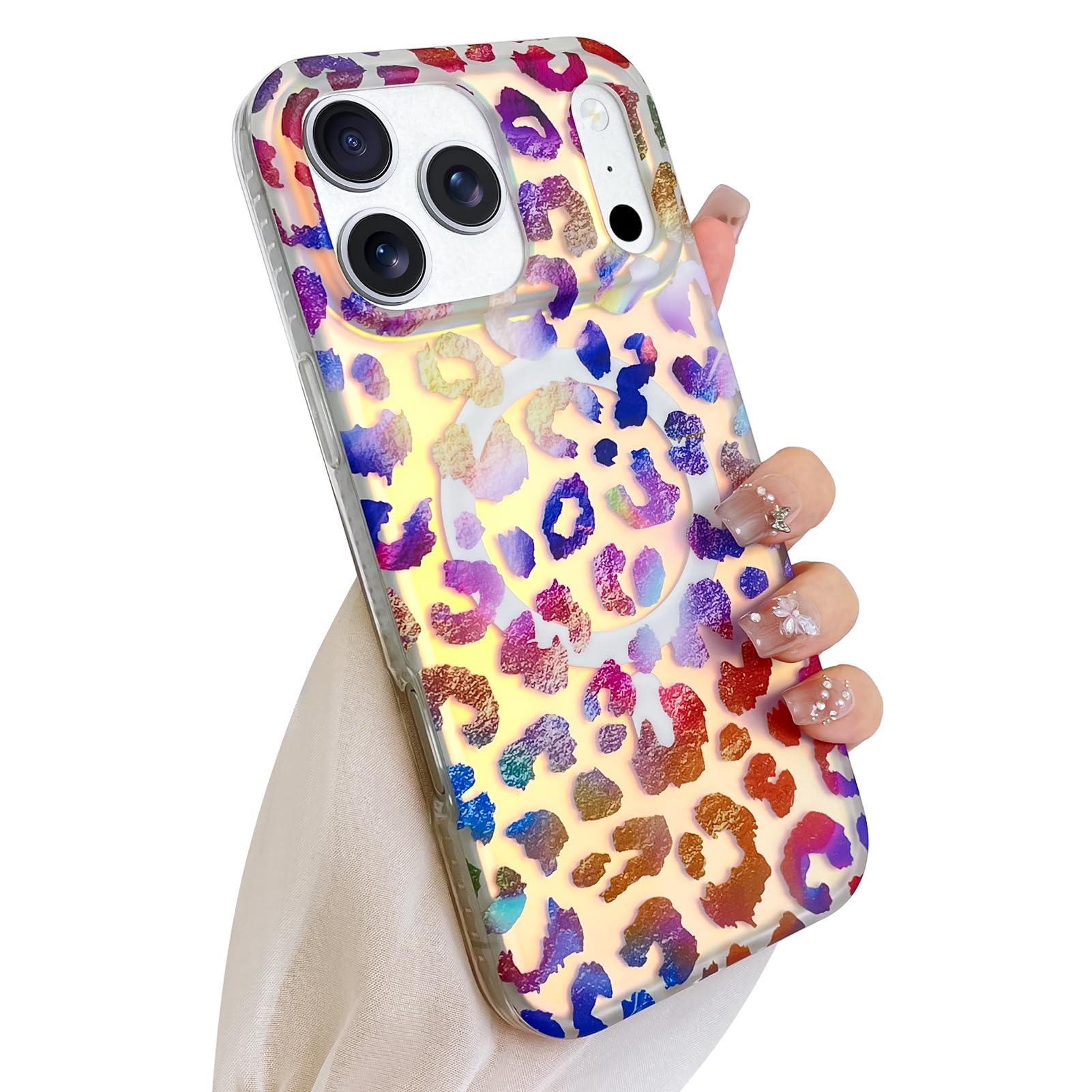 SAKUULO Custodia Magnetica Iridescente per iPhone 00 Pro Max, Laser Color
