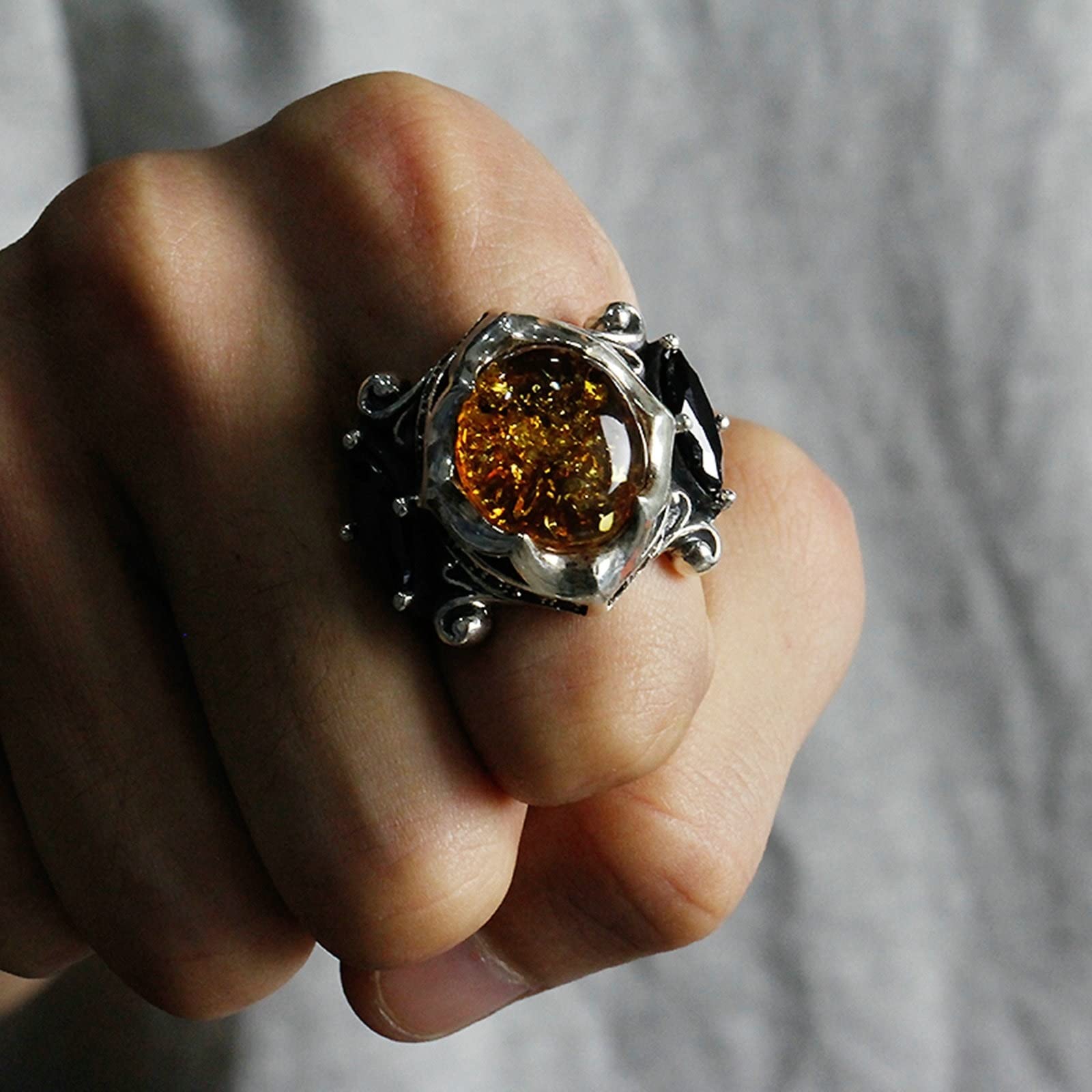 Gualiy Anillo de plata de ley 925, anillo para hombre, plata de ley 925 con circonitas cúbicas, anillo de talla N 1/2 - X 1/2, Cubic Zirconia,