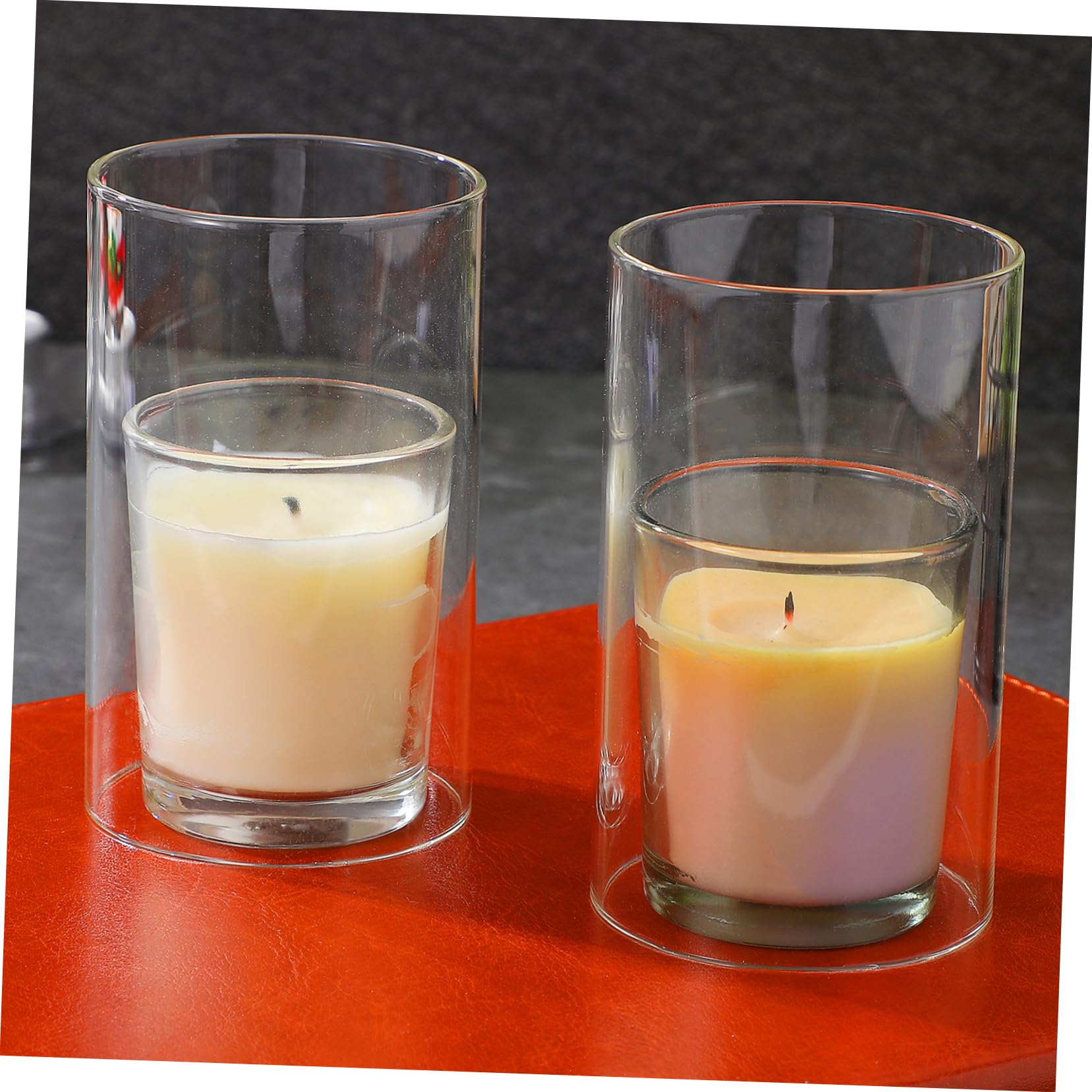 Abat-Jour pour Bougies Domestiques en Verre, Lot de 3 Cylindres
