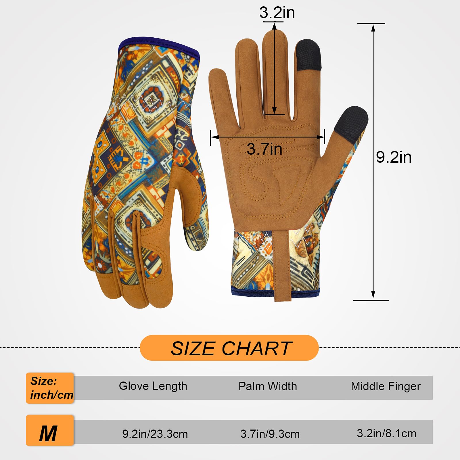 Gants de Jardin en Cuir pour Femmes Gants de Jardin Résistant à L'épingle Écran Tactile Gants de Travail Cadeaux, M