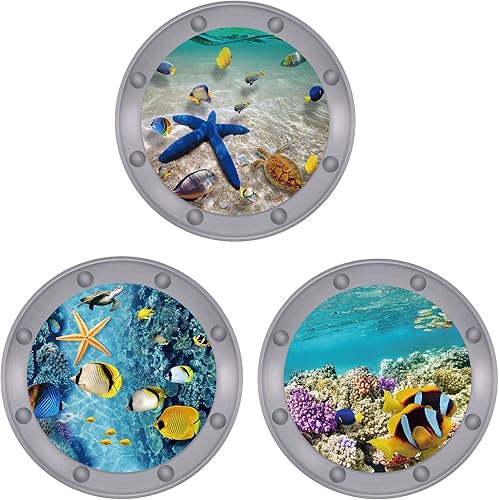 3 calcomanías de animales del océano, decoración de pared, calcomanías de pared para despegar y pegar, patrones de peces, tortugas oceánicas y