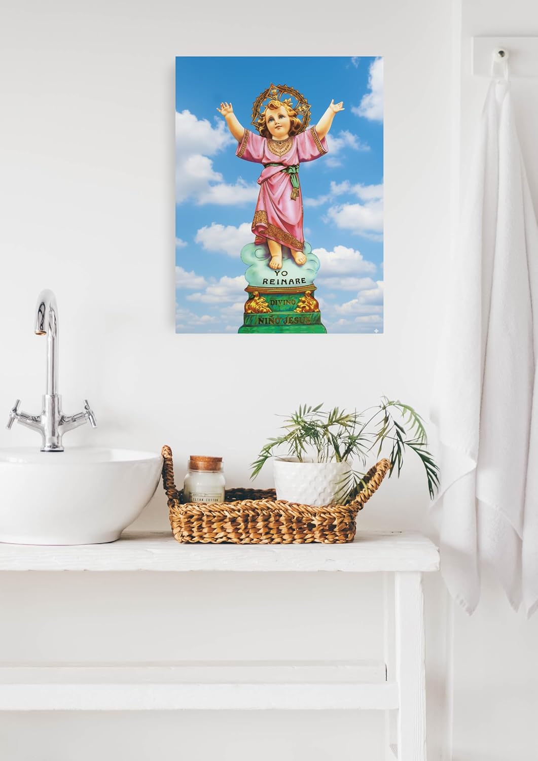 Divino Niño Jesus Canvas, Catholic Home Decoration Wall Art, Church Decoration Prayer Blessing, Cuadro Impreso de Divino Niño Jesus (18"x24" Framed)