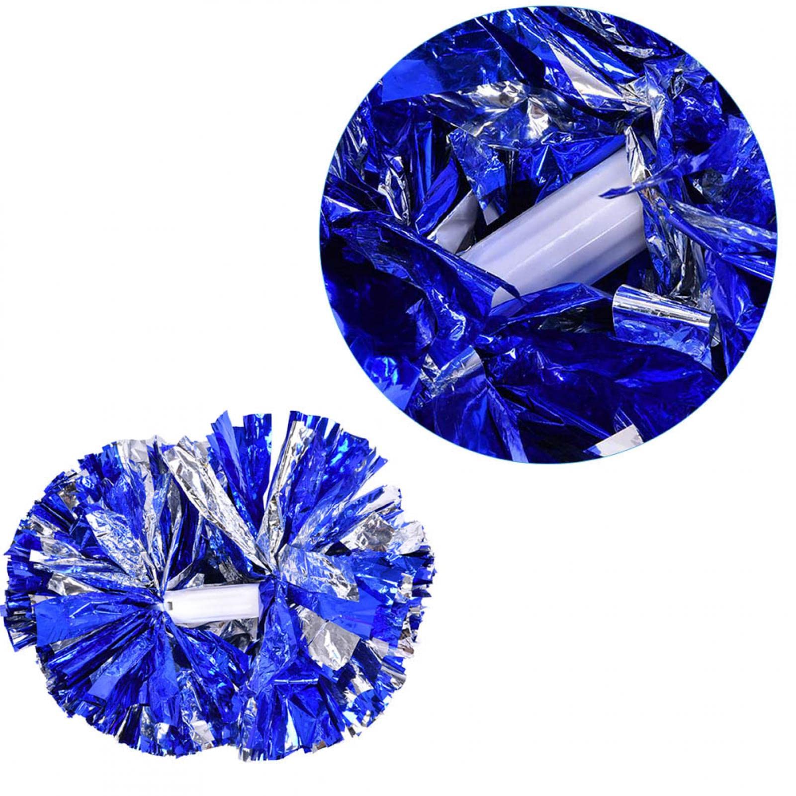 Essoirst Cheerleading PON PON - Cheerleader Aerobica PON PON Pompon per Feste da Ballo Scuola Competizione Sportiva 1 Paio(Blu+Argento)