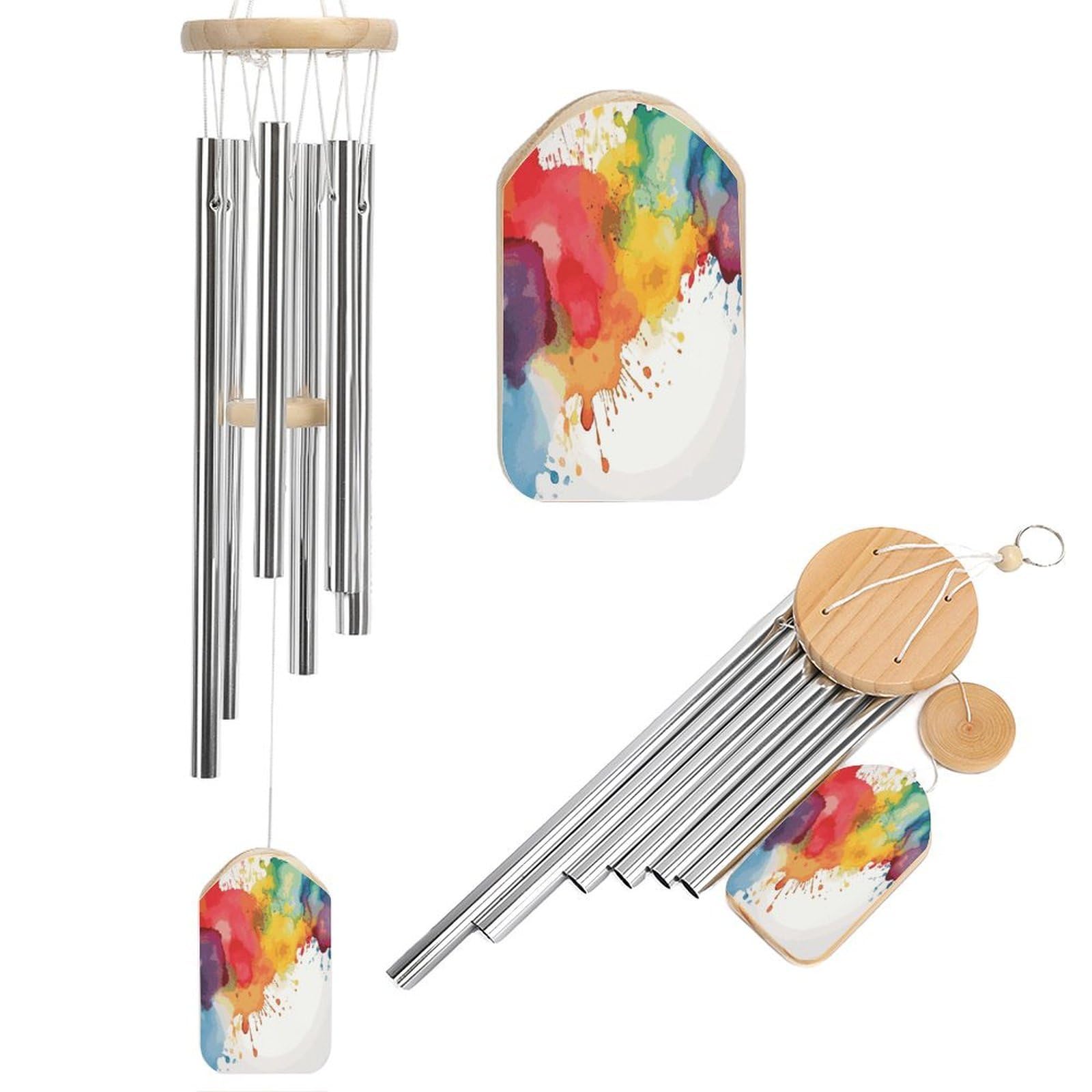 Adfgyerh Style Stains Of Watercolor Paint Splatters Wind Chimes For Outside, Memorial Windchimes Deep Tone Soothing Melodic Tones, Sympathy Wind Chimes For Patio Home Or Garden Decor