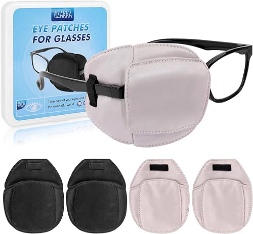 Vista 10 de eZAKKA Parches para ojos para adultos y niños, para ojo izquierdo y derecho, 2 piezas de parches médicos para anteojos de seda para ojos perezosos