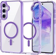 XTCASE Magnetic Case for Samsung Galaxy A55 5G [Compatible with Magsafe], Transparent Case Scratch Resistant Shockproof TPU Bumper Protective Case, Purple