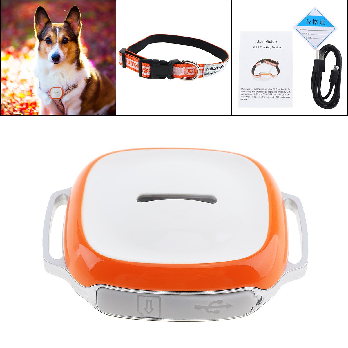 Mini rastreador GPS impermeable Localizador con WIFI GSM GPRS Tracker para mascotas, gatos y perros